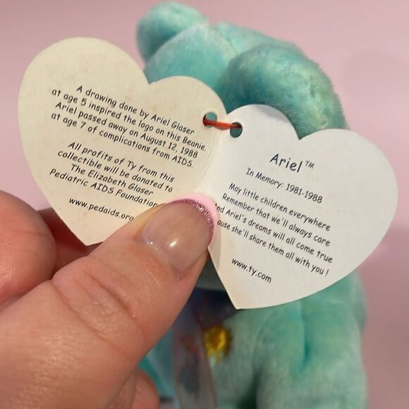 2000 Vintage Ty Beanie Baby Ariel the Green Bear Excellent Condition NWT 9” tall - Picture 8 of 10